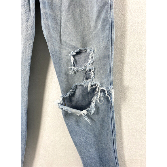 Abercrombie & Fitch Jeans Womens Size 00 Girlfriend Hi Rise Destroyed Light Wash - Picture 11 of 12